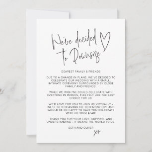 Wedding Update Downsized Smaller Script Font Announcement
