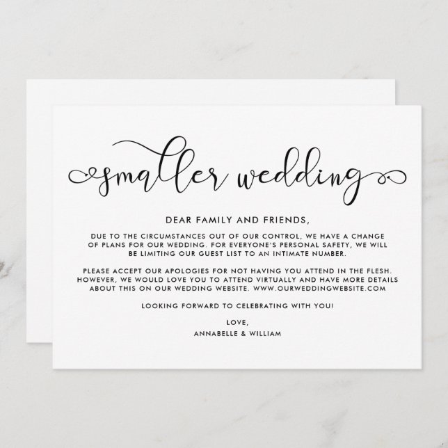 Wedding Update | Smaller Wedding Announcement (Front/Back)