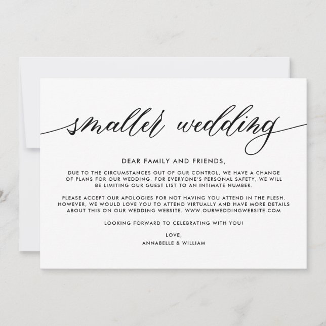 Wedding Update | Smaller Wedding Announcement (Front)