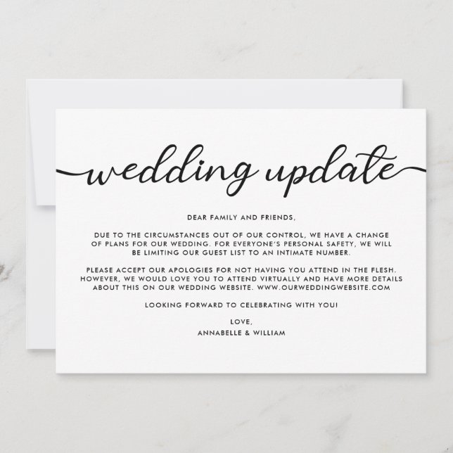 Wedding Update | Smaller Wedding Announcement (Front)