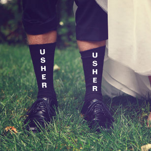 Wedding Usher Personalized Black Socks