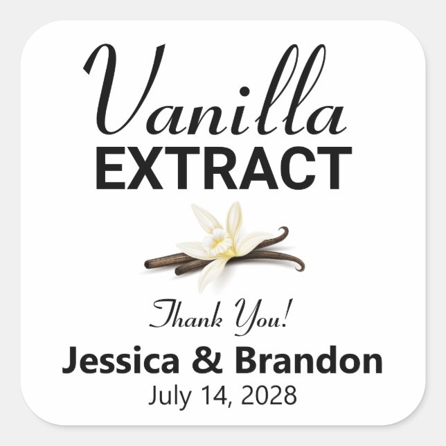 Wedding Vanilla Bean Sugar Favour label (Front)