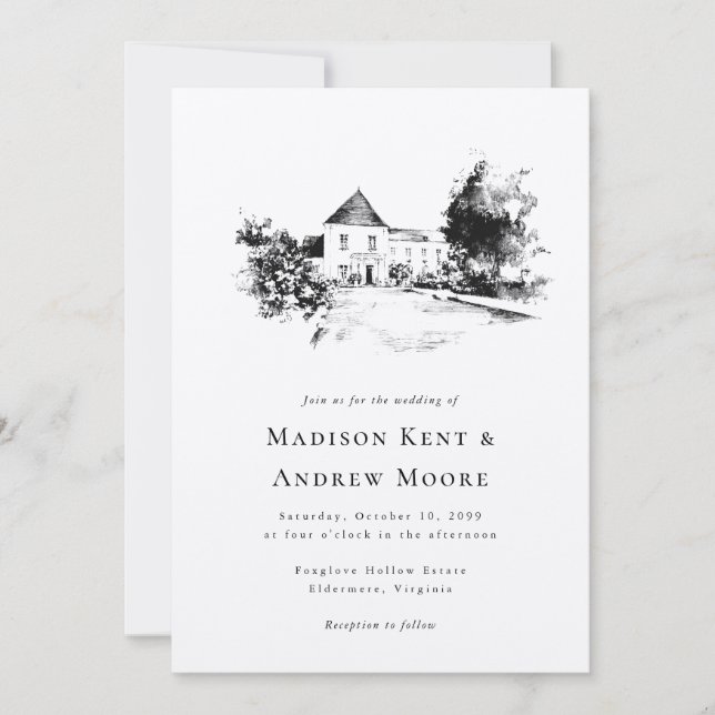 Wedding Venue Upload Your Sketch Drawing Wedding Invitation (Front)