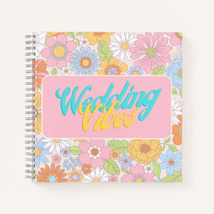 wedding vibes retro colourful floral stylish  notebook