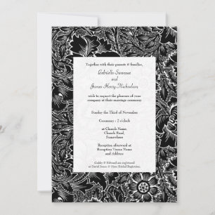 Wedding Victorian Vintage Black & White Invitation