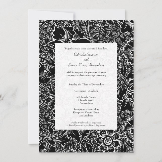 Wedding Victorian Vintage Black & White Invitation (Front)