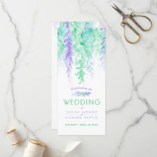 Wedding vines cascading watercolor green program programme