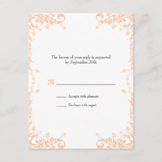 Wedding Vines (Peach) Response Card