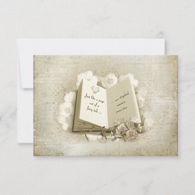 wedding vintage book RSVP Card (Front)