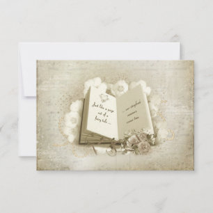 wedding vintage book RSVP Card