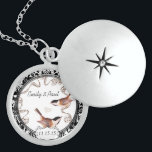Wedding Vintage Chickadees Anniversary Necklace<br><div class="desc">Wedding Keepsake Wedding Party Necklaces - to change background colour - click customise - click edit - choose last tool in drop down menu and choose from one of the colours shown or enter your rgb hex code for your custom wedding colour- to change font colour select the text you...</div>