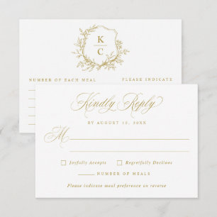 Wedding Vintage Classic Elegant Gold Meal Choice RSVP Card