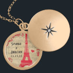 Wedding Vintage Eiffel Tower Anniversary Necklace<br><div class="desc">Wedding Keepsake Wedding Party Necklaces - to change background colour - click customise - click edit - choose last tool in drop down menu and choose from one of the colours shown or enter your rgb hex code for your custom wedding colour- to change font colour select the text you...</div>