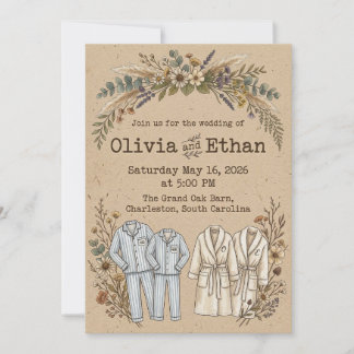 wedding Vintage Floral Barn Invitation