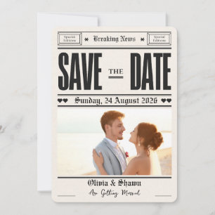 Wedding Vintage Newspaper Wedding Save the date Invitation