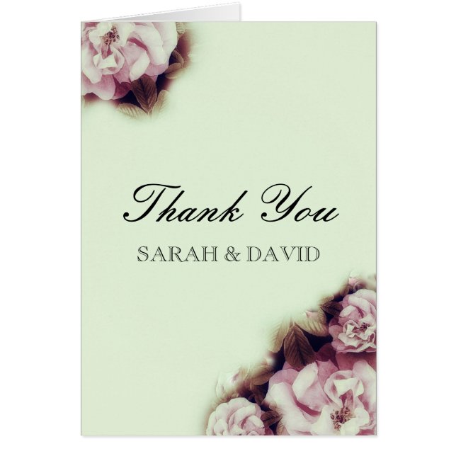 Wedding Vintage Rose Thank You (Front)