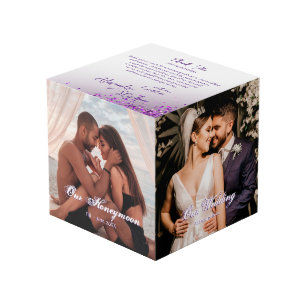 Wedding Violet Magenta Confetti Thank You 4 Photo Cube
