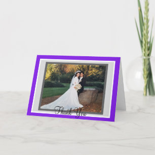 Wedding Violet Monogram Photo Thank You Cards