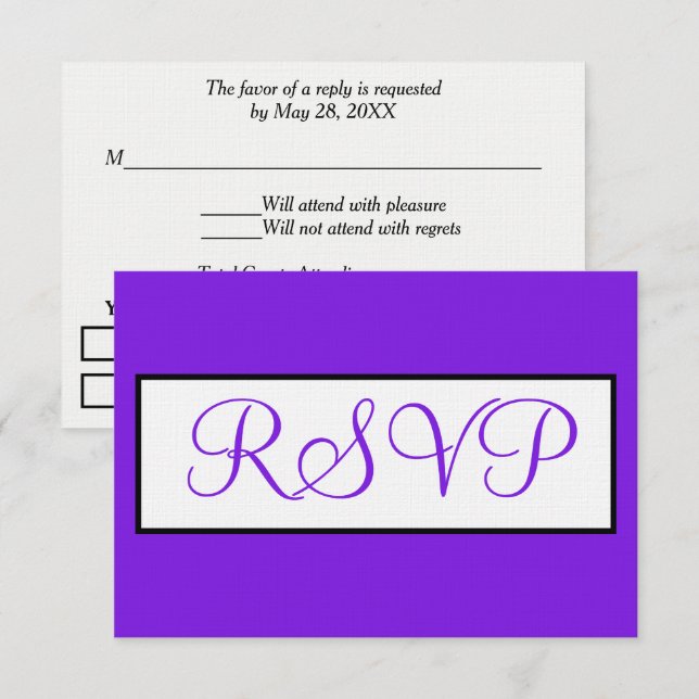 Wedding Violet White RSVP Card (Front/Back)