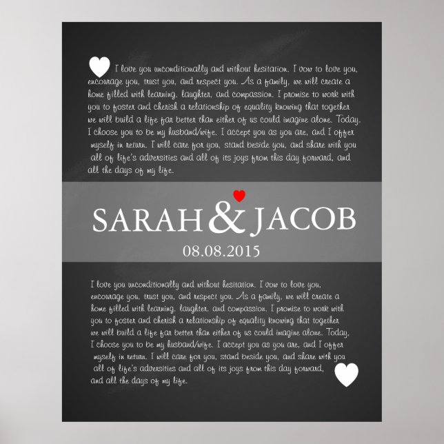 Wedding vow canvas print anniversary gift (Front)