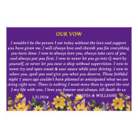 WEDDING VOW "I DO" IN PURPLE WITH FLOWERS MODERN
