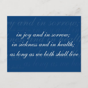 Wedding Vow In Sickness Blue Postcard