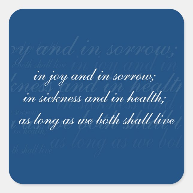 Wedding Vow In Sickness Blue Square Sticker (Front)