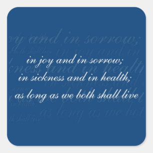 Wedding Vow In Sickness Blue Square Sticker