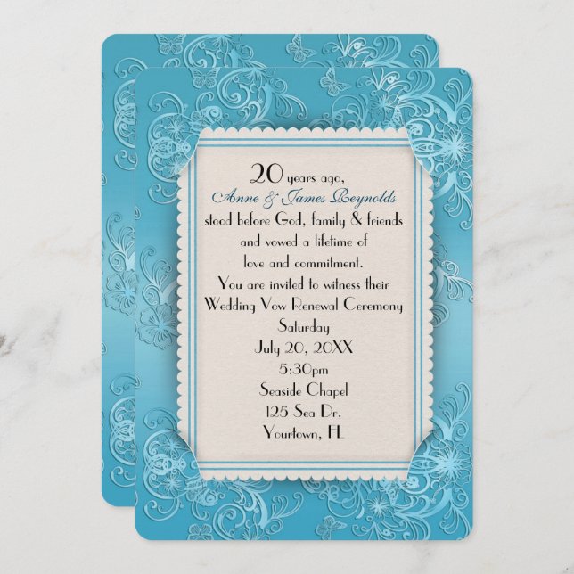 Wedding Vow Renewal 20th Anniversary  Invitation (Front/Back)