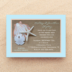 Wedding Vow Renewal Beach Burlap Look Invitation