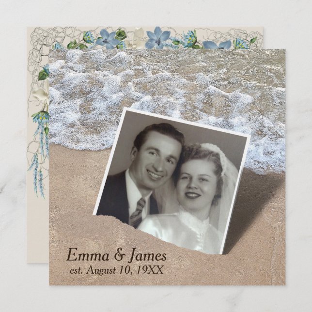 Wedding Vow Renewal Beach Snapshot Invitation (Front/Back)