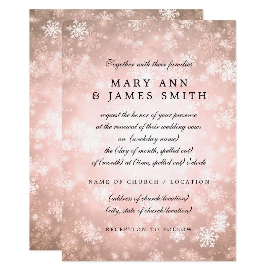 Wedding Vow Renewal Copper Winter Wonderland Card