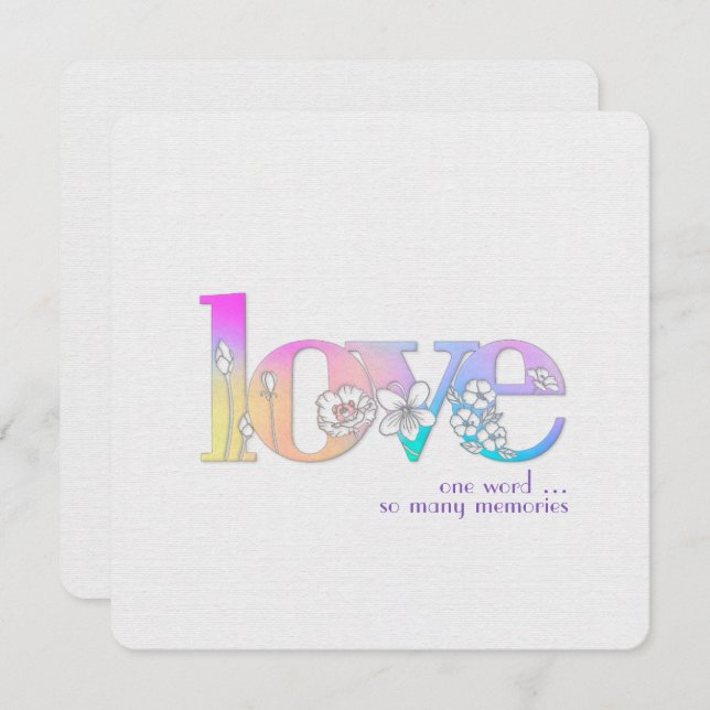 Wedding Vow Renewal-floral love font Invitation (Front/Back)