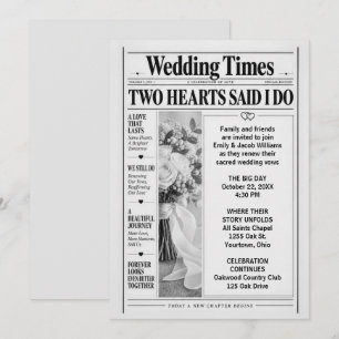 Wedding Vow Renewal Newspaper Invitation