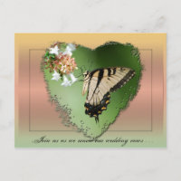 Wedding Vow Renewal Postcard/Butterfly and Heart
