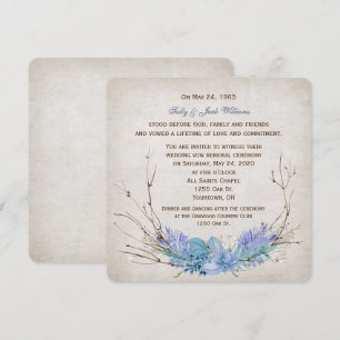 wedding vow renewal-purple floral twig bouquet invitation