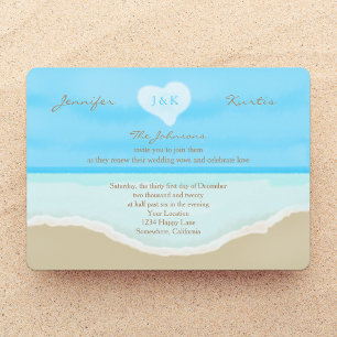 Wedding Vow Renewal Watercolor Beach Blue Invitation