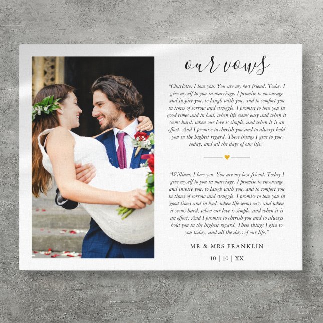 Wedding Vows Anniversary Photo Canvas Print (Wedding Vows Anniversary Photo Canvas Print)