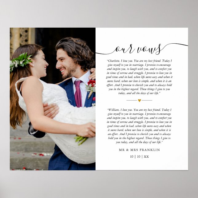 Wedding Vows Anniversary Photo Poster (Front)