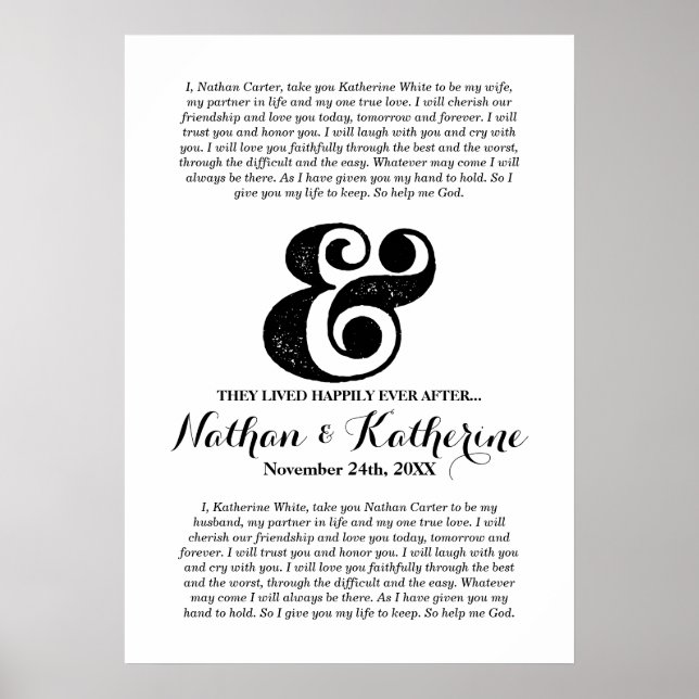 Wedding Vows Black Ampersand Happily Ever After Poster (Front)