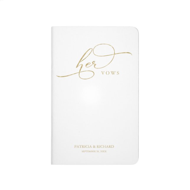 Wedding Vows Book Her Vows Elegant Faux Foil Gold (Front)