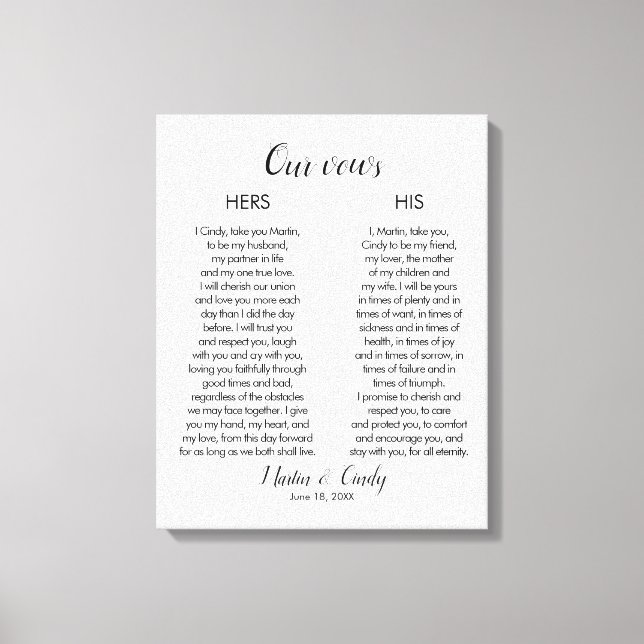 Wedding Vows Canvas Print (Front)