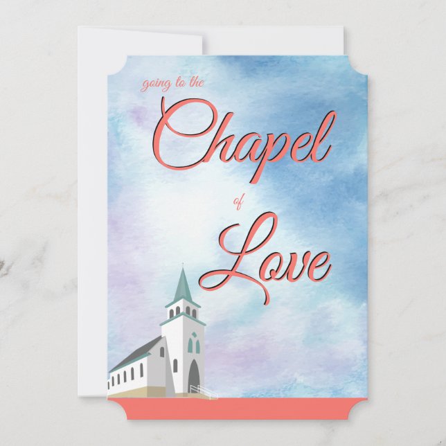 Wedding Vows Coral Chapel of Love Living Invitation (Front)