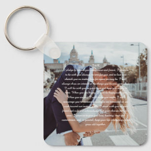 Wedding Vows Faux Wrapped Canvas Print Key Ring