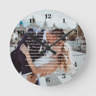 Wedding Vows Faux Wrapped Canvas Print Round Clock