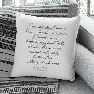 Wedding Vows Personalised Calligraphy Newlyweds Cushion