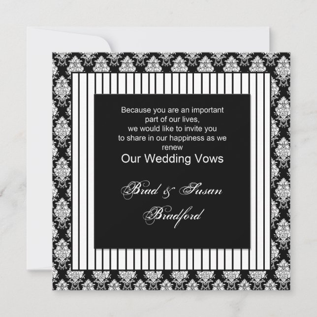 Wedding Vows Renewed - Invitation - Black White (Front)