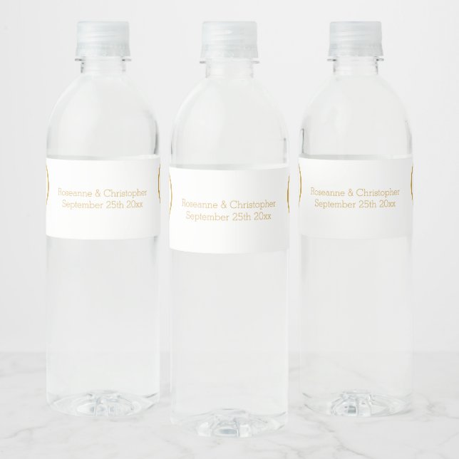 Wedding Water Bottle Label Gold Hearts (Bottles)