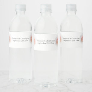 Wedding Water Bottle Label Peach Pink Rosebud