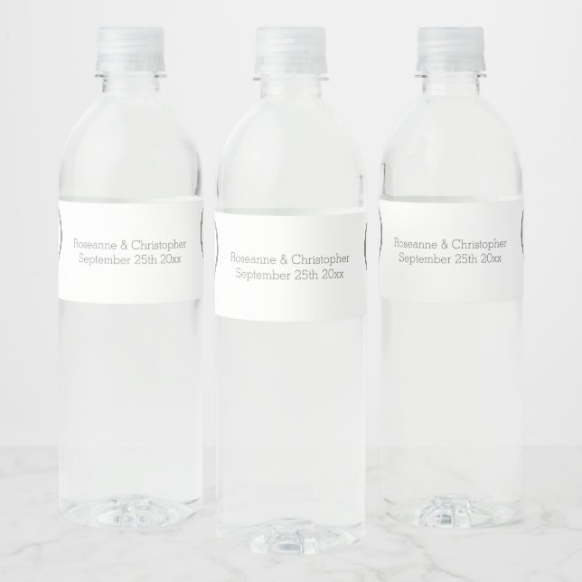 Wedding Water Bottle Label Silver Hearts (Bottles)